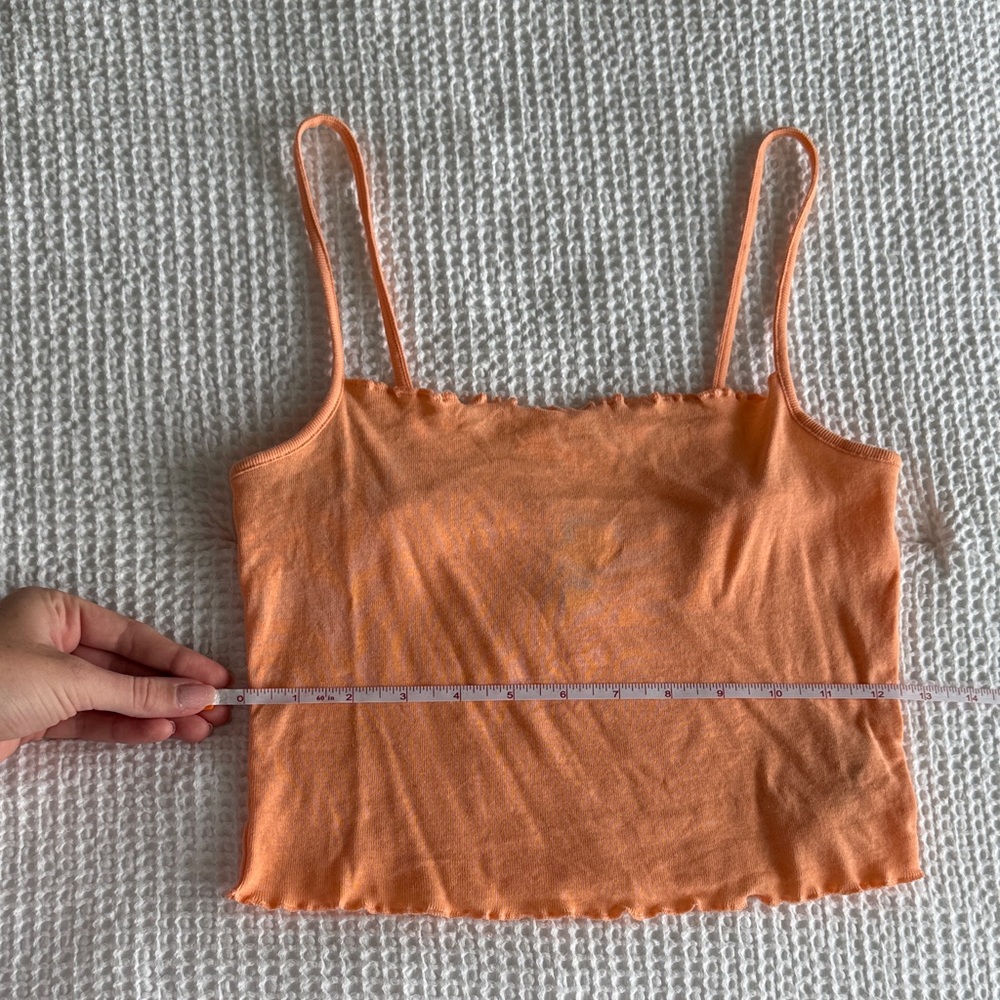 H&M Divided Orange Ruffled Tank Top Size Small - Picture 5 of 8